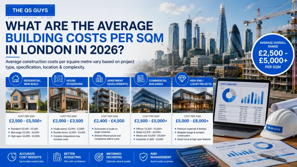 Average building costs per sqm in London 2026 comparison