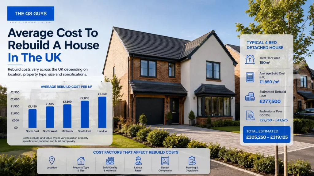 Average cost to rebuild a house in the UK
