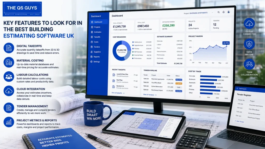 Key features found in the best building estimating software UK platforms