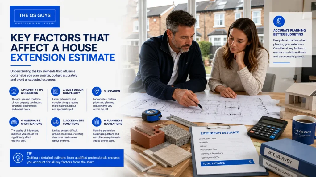 Factors that influence a house extension estimate in the UK