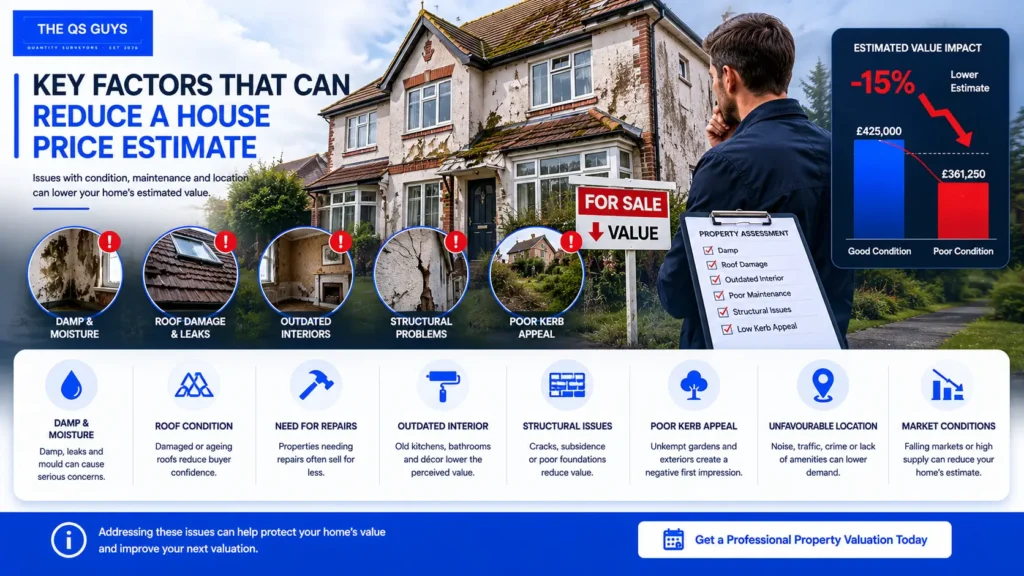Factors that can reduce a house price estimate.