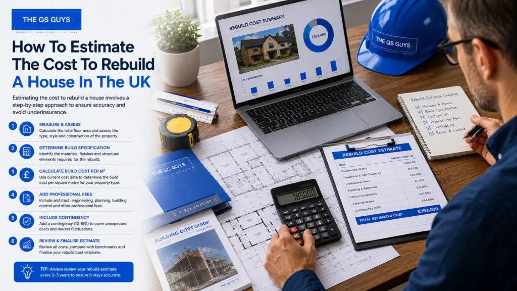 How to estimate the cost to rebuild a house in the UK.