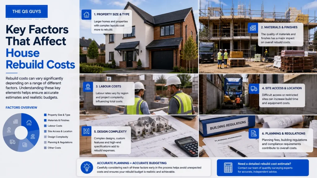 Key factors affecting house rebuild costs in the UK.
