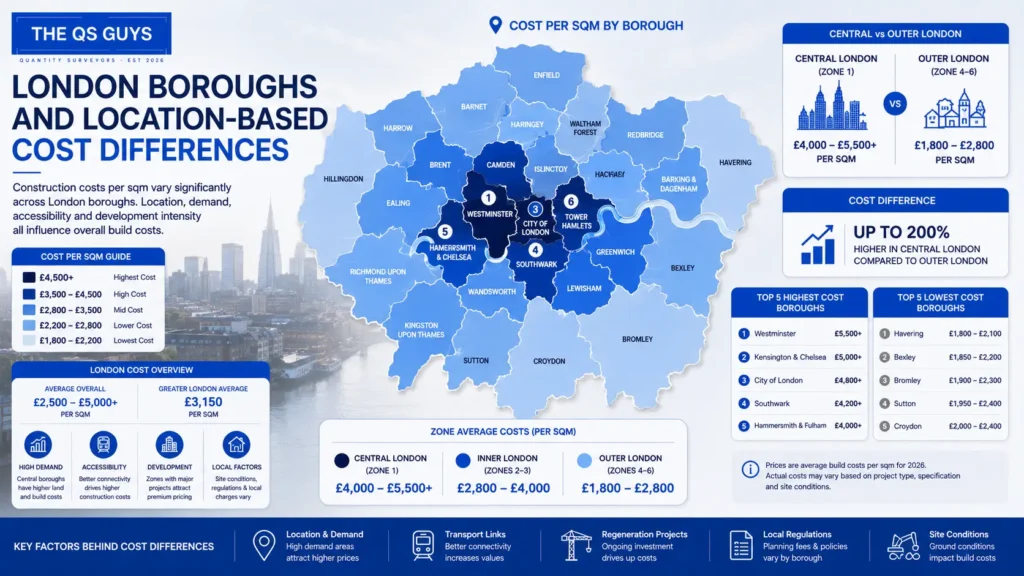 London borough construction cost differences and location pricing