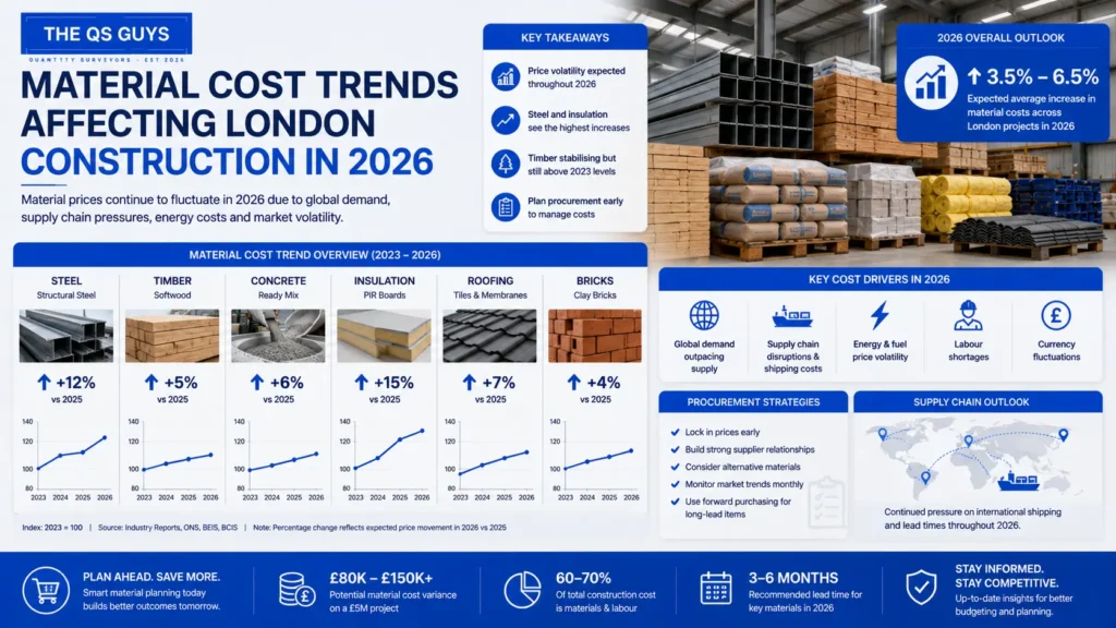 Material cost trends affecting London construction in 2026