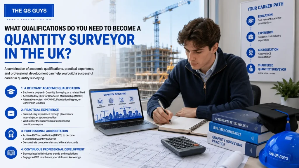 Qualifications and education pathways for becoming a quantity surveyor in the UK