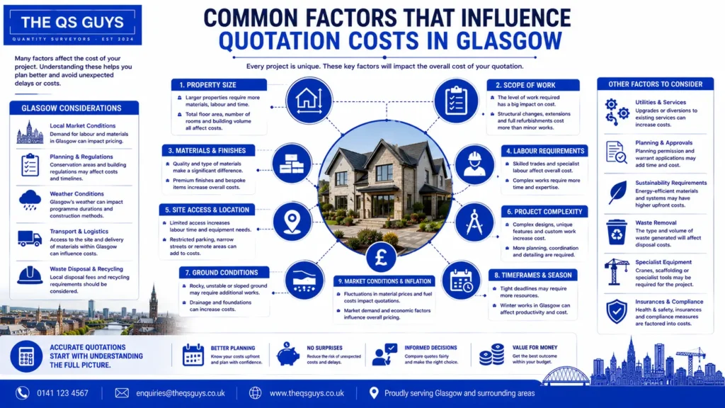 Factors that influence quotation costs for Glasgow property projects.