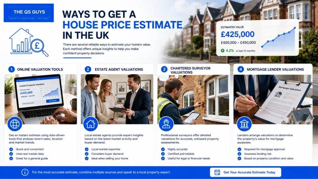 Different ways to get a house price estimate in the UK.