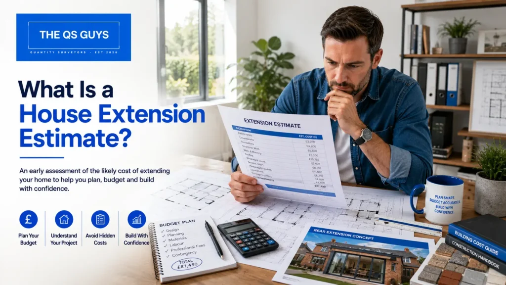 Homeowner reviewing a house extension estimate and project budget