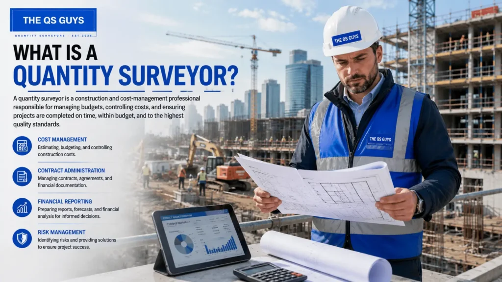 Quantity surveyor managing construction costs and project planning in the UK